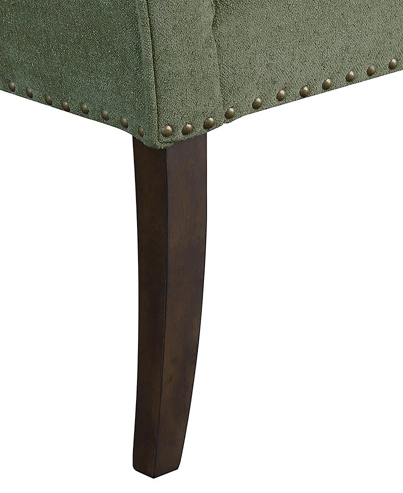 Madison Park Welburn 49.5" Upholstered Bench with Back Wood Legs