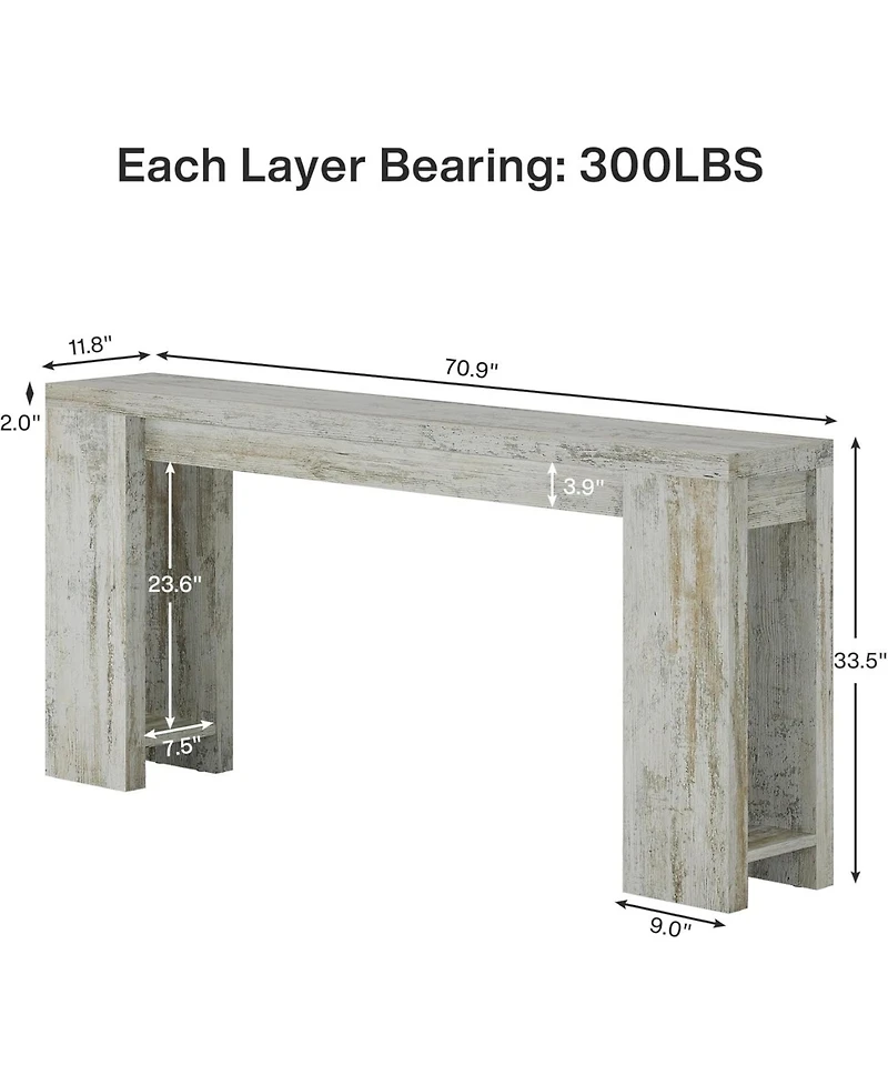 Tribesigns 70.9-Inch Extra Long Console Table, Farmhouse Wood Sofa Table Behind Couch, Narrow Entryway Accent Table