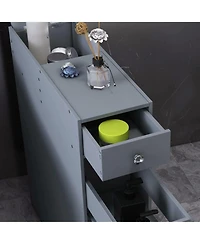 Homcom Wooden Narrow Modern Bathroom Furniture Cabinet, Gray