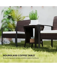 Outsunny 18" Wicker Table, 2-Tier Outdoor Side Mixed
