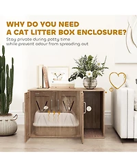 PawHut Cat Litter Box Enclosure with Scratching Board, 31.5" x 19" x 20"