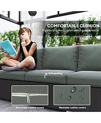 Outsunny 3-Seater Outdoor Sofa w/ Thick Cushions, Patio Couch,