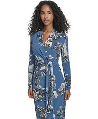 Calvin Klein Women's Printed Surplice V-Neck Midi Dress