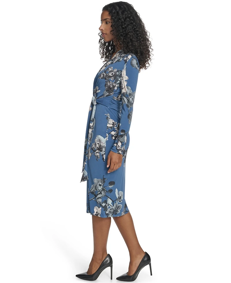 Calvin Klein Women's Printed Surplice V-Neck Midi Dress