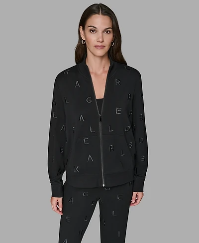 Karl Lagerfeld Paris Women's Logo Detail Long Sleeve Jacket