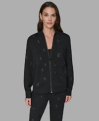 Karl Lagerfeld Paris Women's Logo Detail Long Sleeve Jacket