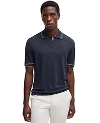 Boss by Hugo Men's Zip Placket Linen-Blend Knit Sweater