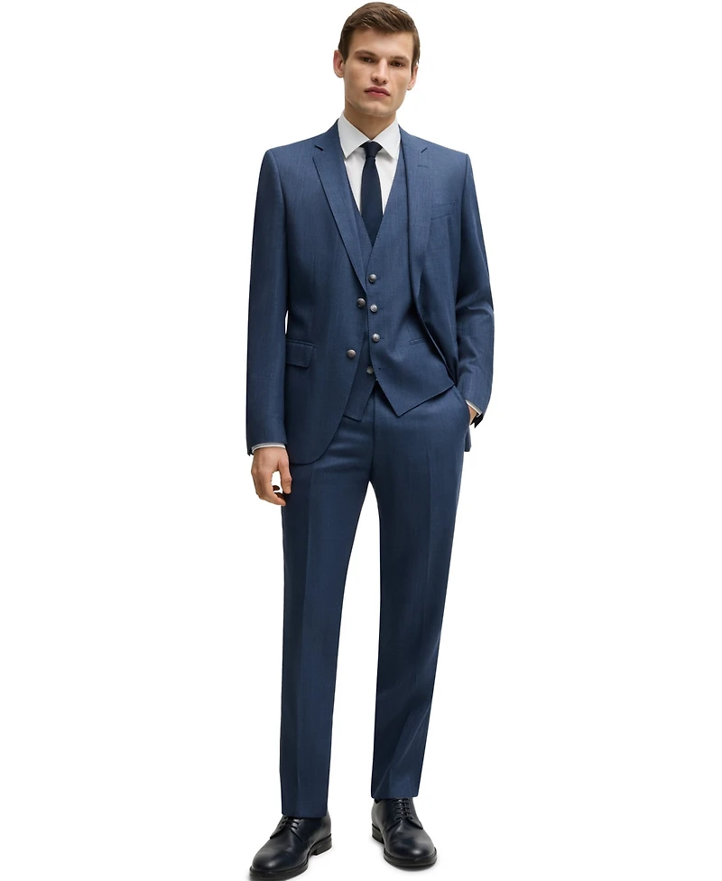 Boss by Hugo Boss Men's Patterned Stretch Wool Slim-Fit Three-Piece Suit