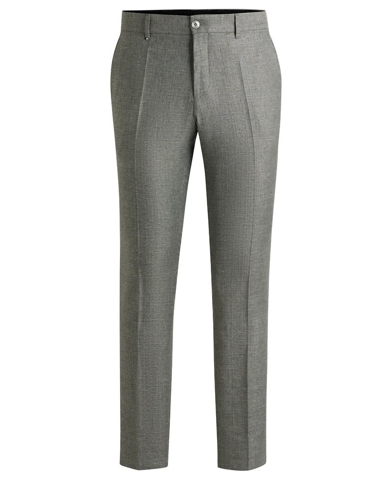 Boss by Hugo Men's Micro-Patterned Stretch Formal Trousers