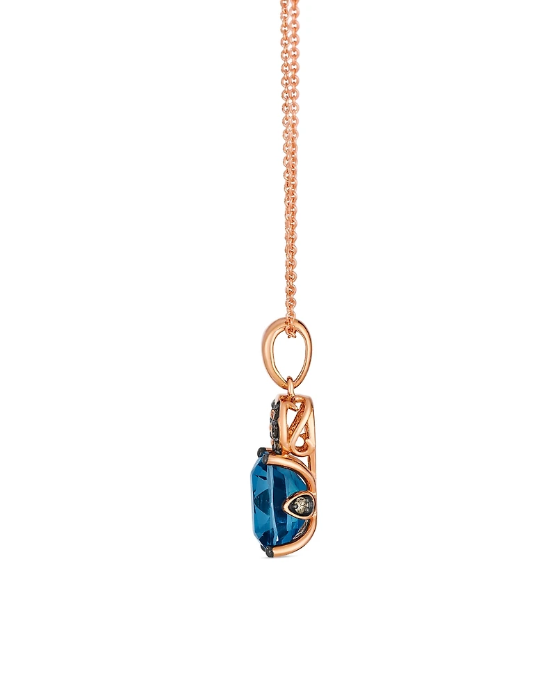 Le Vian London Blue Topaz (2.25 ct. t.w.), Vanilla and Chocolate Diamonds Pendant Necklace (0.12 ct. t.w.) in 14k Strawberry Gold