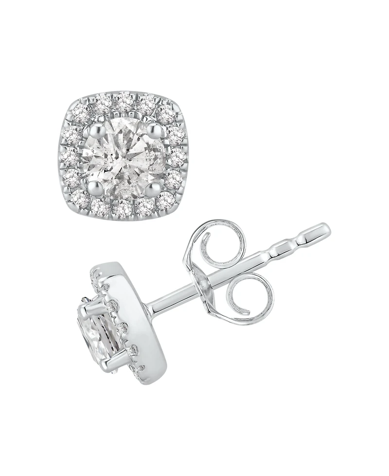 Macy's Diamond Halo Stud Earrings (1 ct. t.w.) in 14k White Gold