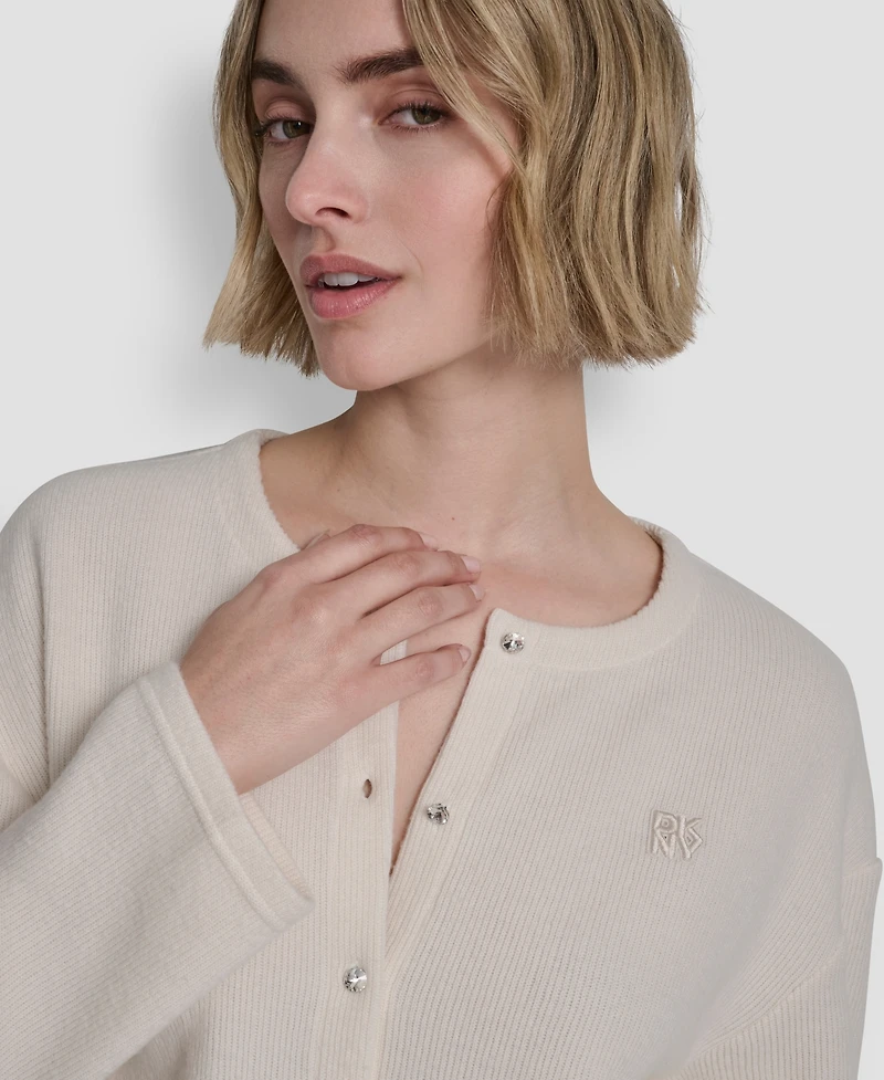 Dkny Jeans Petite Long-Sleeve Button Front Cardigan