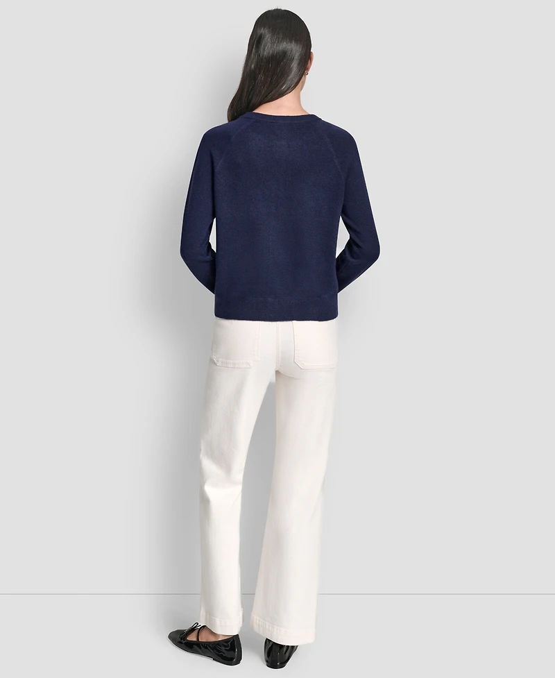Dkny Jeans Petite Long-Sleeve Crewneck Cardigan