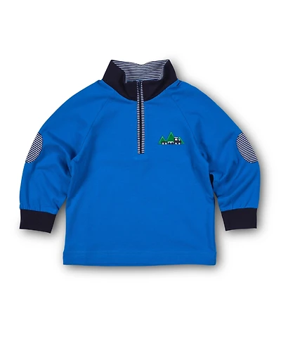 Florence Eiseman Little Boys Knit Raglan 1/2 Zip Shirt With Train