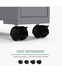 Airsurfer 6.25 x 20.5 x 28.25 Wood Rolling Narrow Bathroom Side Storage Cabinet Freestanding Storage Organizer Gray