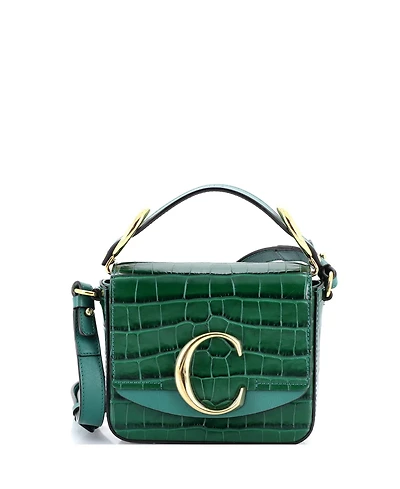 Pre-Owned Chloe Mini C Double Carry Bag Embossed Leather