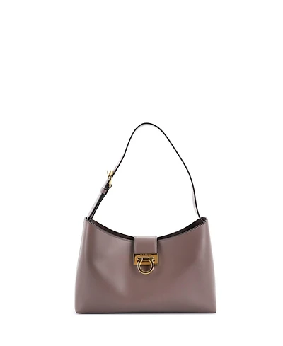 Pre-Owned Salvatore Ferragamo East West Trifolio Shoulder Bag Leather