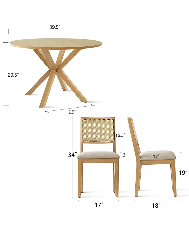 Maison Boucle 5-Piece Round Dining Set for Small Kitchen or Dining Room