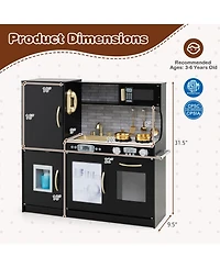 Skonyon Kids Wooden Pretend Play Kitchen with Blackboard & Accessories