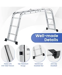 Sugift 7-in-1 Folding Aluminum Ladder with Anti-Skid Pedal