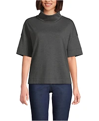 Lands' End Women's Elbow Sleeve Supima Cotton Relaxed Turtleneck