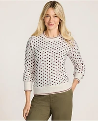Lands' End Women's Drifter All Over Jacquard Jersey Crew Neck Sweater