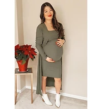 Pinkblush Maternity Olive Ribbed Cardigan 2 Piece Set
