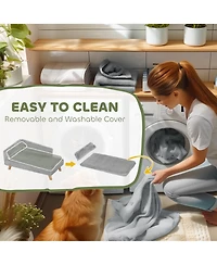 PawHut Dog & Cat Couch with Foam Cushion, Soft Pillow for M Dogs, Light