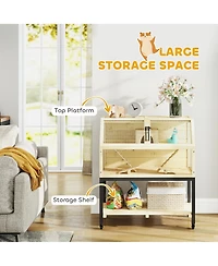 PawHut Hamster Cage on Wheels with Storage Shelf, 34"L x 17"W x 40"H