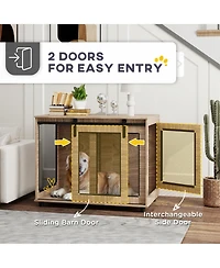 PawHut 39" Dog Crate Furniture with Sliding Barn Door, for Large Dogs
