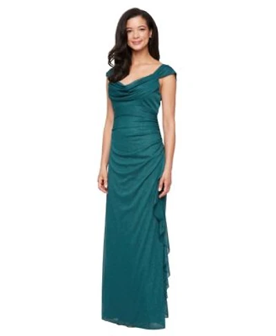 Alex Evenings Womens Long Sleeveless Glitter Mesh Dress