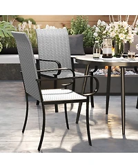 Outsunny Set of 2 Outdoor Wicker Dining Chairs with Armrests,
