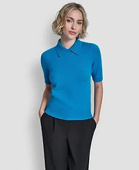 Dkny Women's Short-Sleeve Collared Sweater
