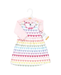 Hudson Baby Girls 0-24M Cotton Dress and Cardigan Set, Cascading Hearts