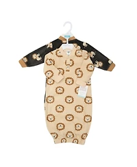 Hudson Baby Baby Boys Hudson Fleece Gowns, Brave Lion, 0-6 Months