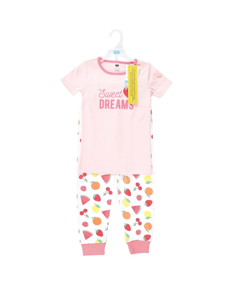 Hudson Baby Infant Girls Cotton Pajama Set, Fruit Salad Dreams, 6 Years