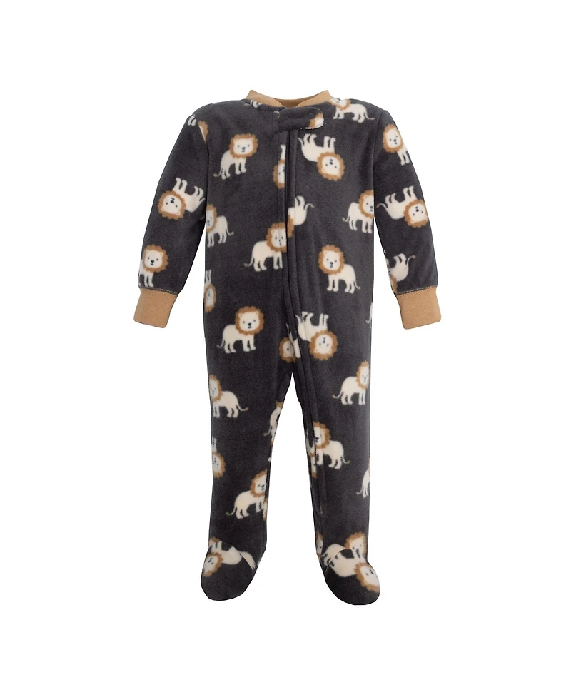 Hudson Baby Boys Fleece Sleep and Play, Brave Lion, 0-3 Months