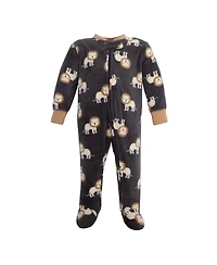Hudson Baby Boys Fleece Sleep and Play, Brave Lion, 0-3 Months