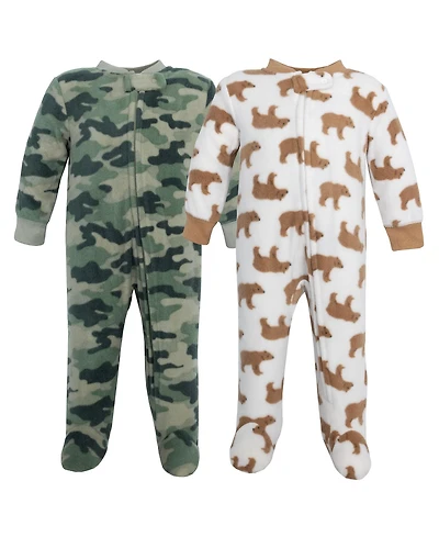 Hudson Baby Boys Fleece Sleep and Play, Brown Bear Camo, 0-3 Months