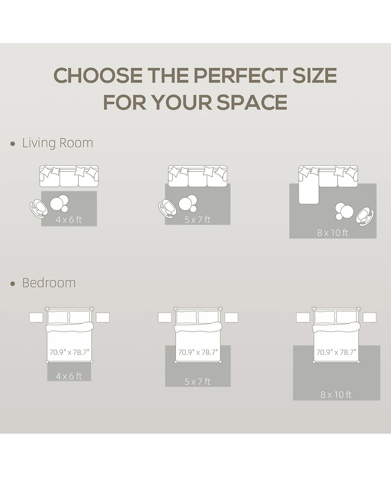 Homcom Area Rug 8x10, Non-Slip Machine Washable Rug for Living Room,