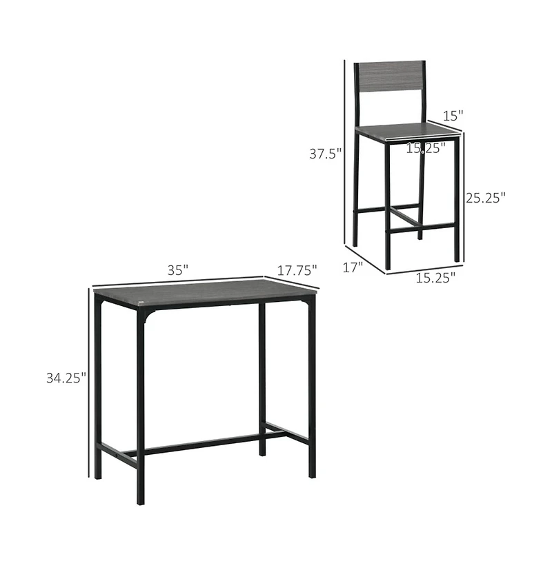 Slickblue Counter Height Bar Table – 1 Pc, Wood & Metal, Footrest, Rectangular Dining