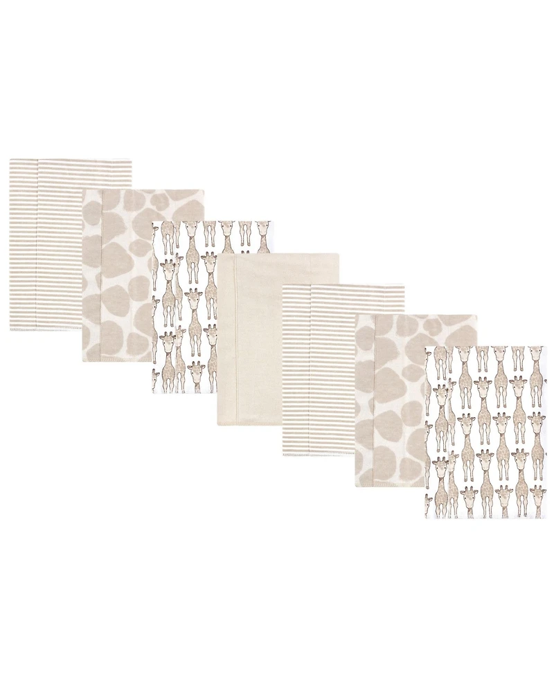 Hudson Baby Cotton Flannel Burp Cloths 7-Pack, Giraffe , One Size