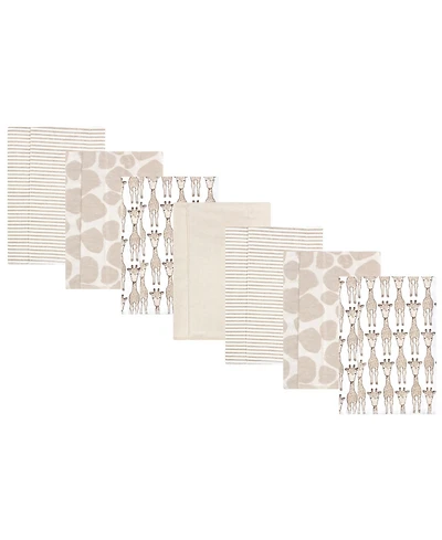 Hudson Baby Cotton Flannel Burp Cloths 7-Pack, Giraffe , One Size