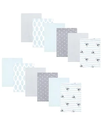 Hudson Baby Cotton Flannel Burp Cloths 12-Pack Bundle, Koala Stripe, One Size