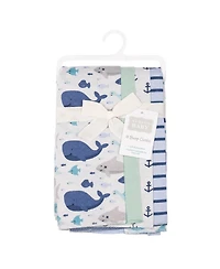 Hudson Baby Cotton Flannel Burp Cloths -Pack, Sea Friends