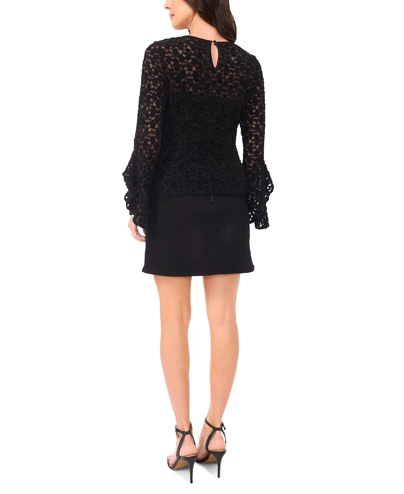 Vince Camuto Women's Lace Ruffle Detail Top