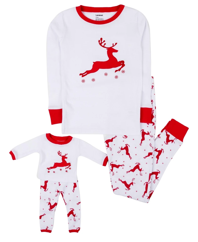 Leveret Kids Matching Doll Cotton Holiday Pajamas
