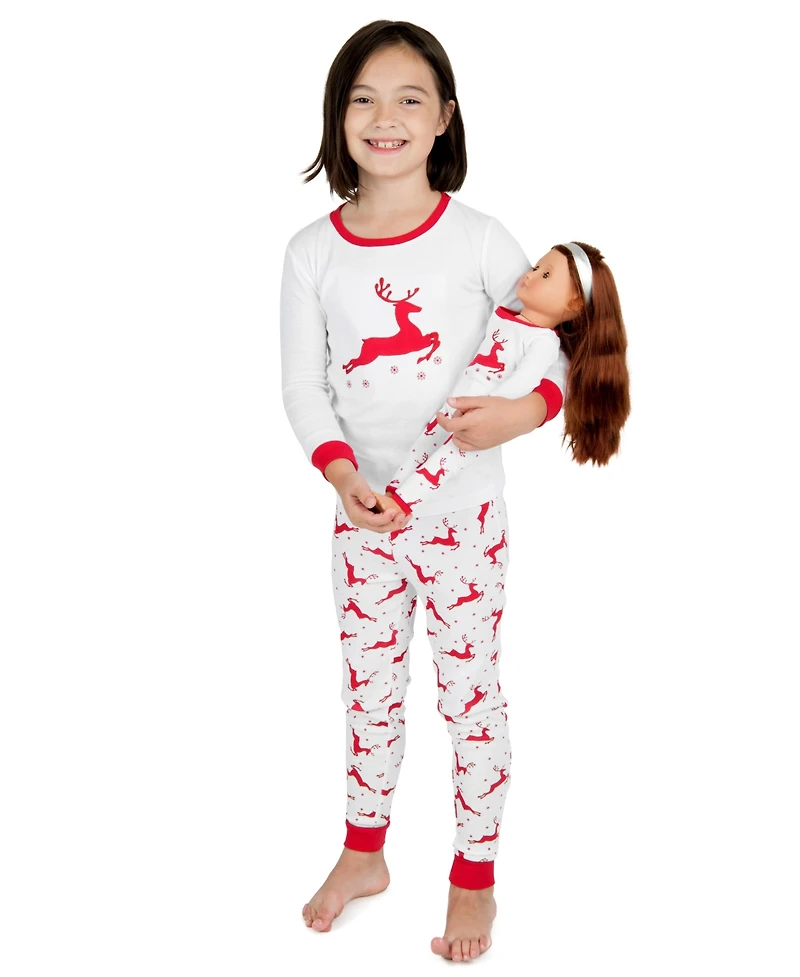 Leveret Kids Matching Doll Cotton Holiday Pajamas