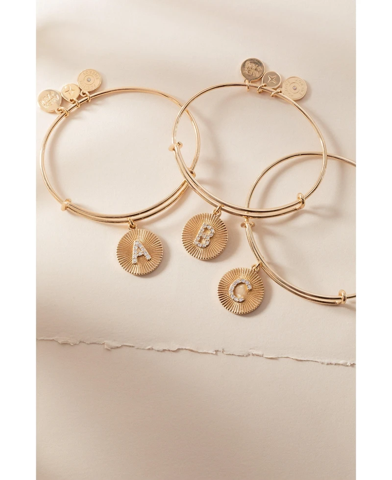 Alex and Ani Pave Starburst Texture Initial Bangle Bracelet