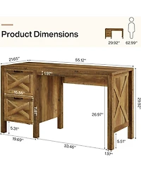 Tribesigns 55.12-Inch Gaming Table, Computer Desk with 2 Drawers, Farmhouse Home Office Desk